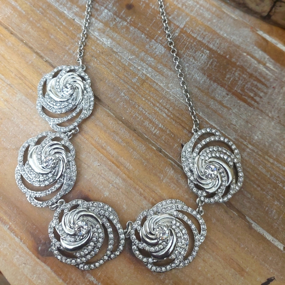 Ann Taylor Silver Floral Necklace